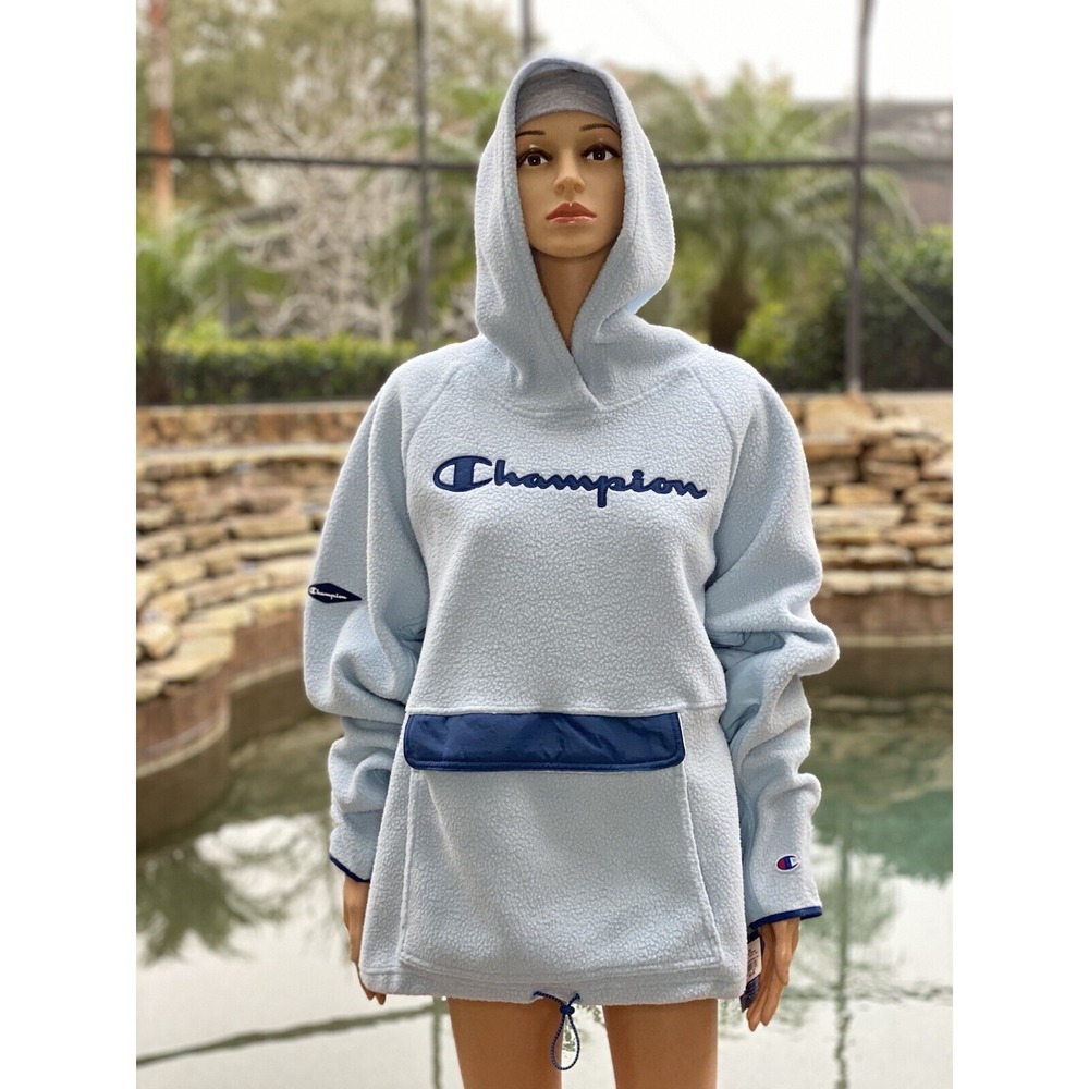 Champion Sherpa Hoodie 2XL Blue Women's Activewear Pullover - New Tags
